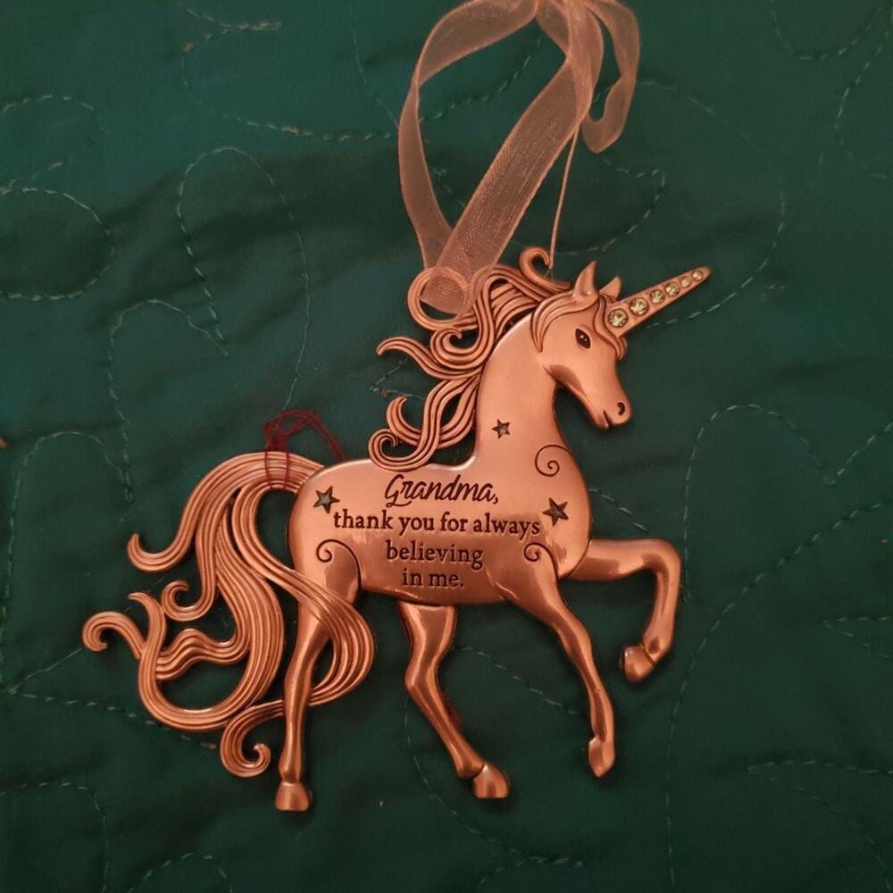 Grandma silver unicorn ornament Christma